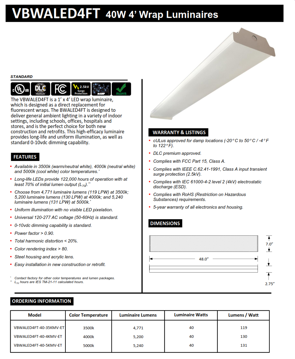4' LED Standard Wraparound Light