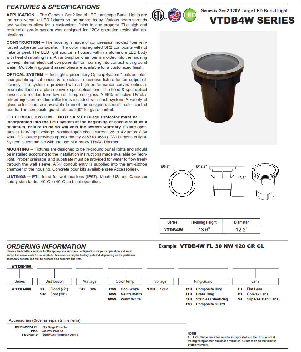 Large LED In-Ground Burial Light