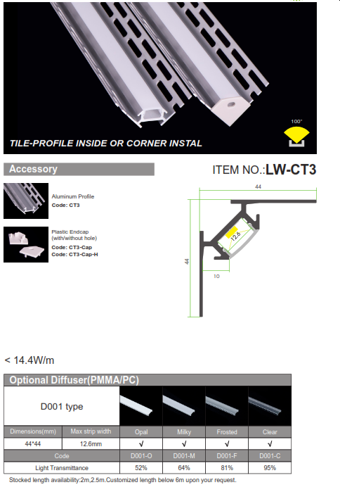 Tile Profile-Inside or Corner Install