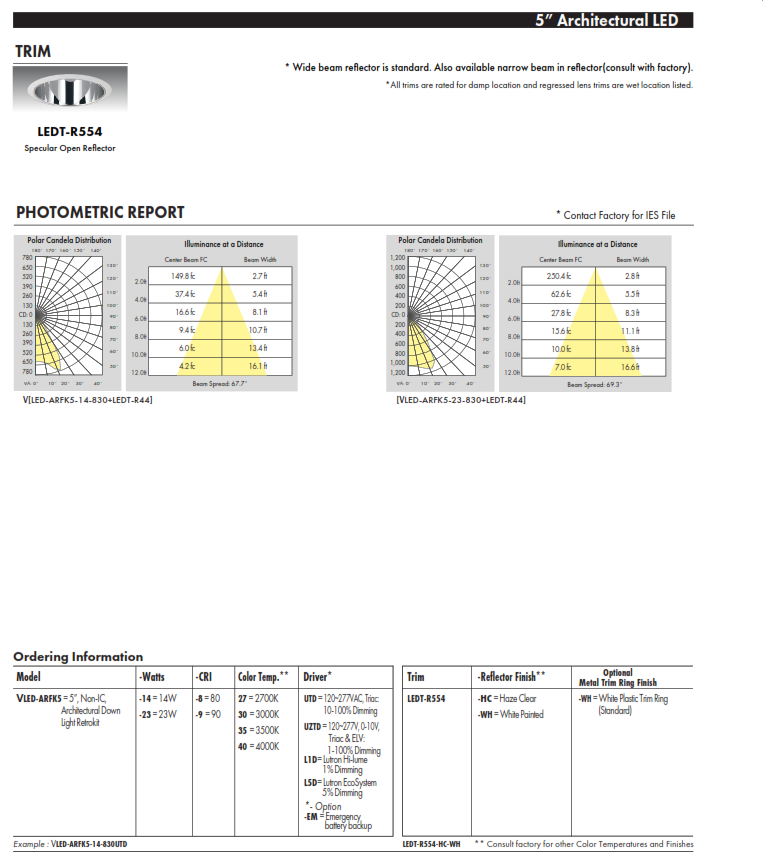5" LED Commercial Retrofit Downlight Trim