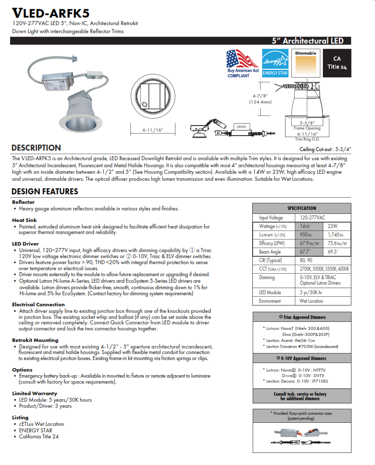 5" LED Commercial Retrofit Downlight Trim