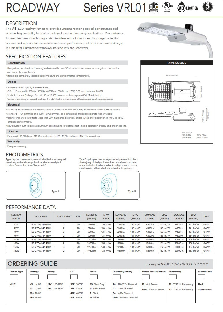 LED Roadway Light-This LED roadway luminaire provides uncompromising optical performance and outstanding versatility for a wide variety of area and roadway applications