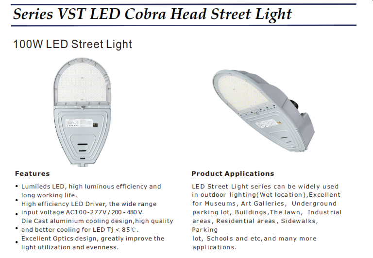 100 Watt LED Cobra Head Street Light