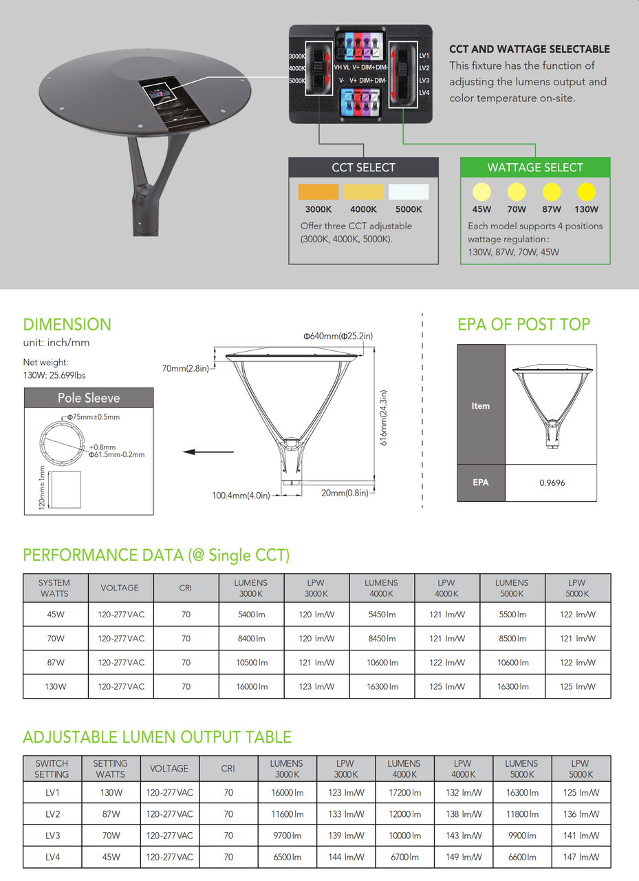 Decorative Post Top Light Series VPL01