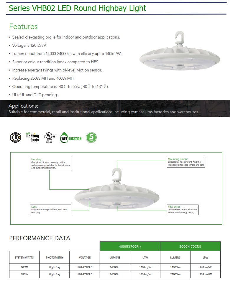 LED Decorative Round Highbay-100 and 180 Watt