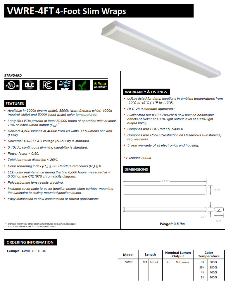 4' LED Slim Wraparound Fixture
