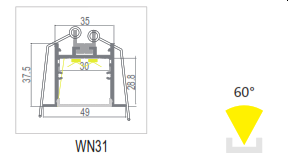 Recessed Architectural Aluminum Extrusion   Series WN31