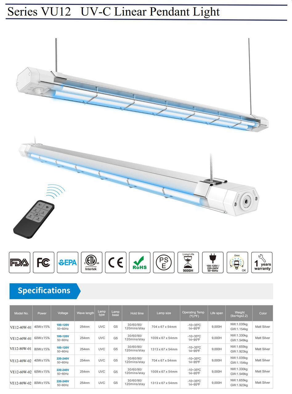 UV-C Linear Pendant Light