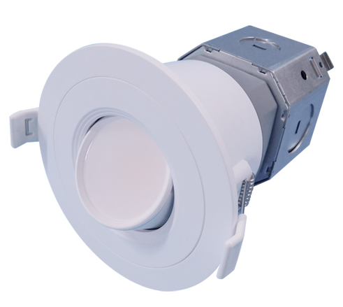 ▪ Available in 3000k and 4000k color temperatures.*
▪ Long-life LEDs provide at least 70% of initial lumen output (L70) for 50,000 hours of operation.**
▪ Provides 600 nominal lumens.
▪ 6.5 nominal watts.
▪ Color rendering index (Ra) > 80.
▪ 120 AC voltage (50-60Hz) is standard.
▪ Dimmable down to 10% with most line voltage dimmers.
▪ Thermoplastic construction.
▪ Easy installation in new construction or retrofit applications. Equipped with torsion springs.
▪ Rated for insulated, non-insulated, and air-tight applications.
▪ Type IC. Access above ceiling required.
▪ Compatible with 3.75” ceiling cut-outs.
▪ This device is not intended for use with emergency exits. 
▪ cETLus listed for damp locations.
▪ Energy Star qualified.
▪ Complies with FCC Part 15, class B.
▪ Complies with RoHS (Restriction on Hazardous Substances) requirements.
▪ 5-year warranty of all electronics and housing.
* Contact factory for other color temperatures and lumen packages. ** L70 hours are IES TM-21-11 calculated hours.