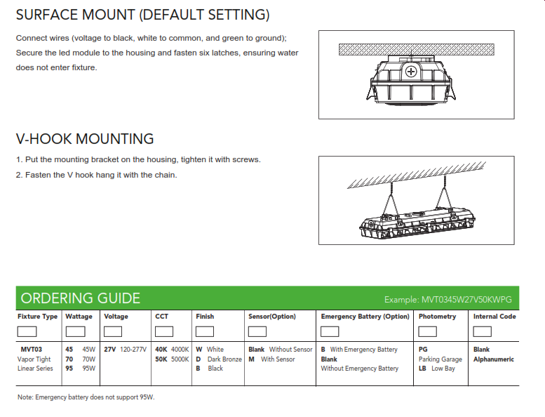 Series VT03 LED Parking Garage/Vaportite Fixture