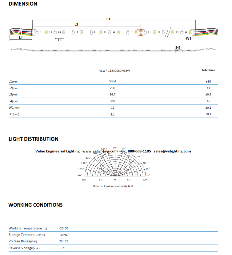 RGB + W SMD5050 LED Tape Light