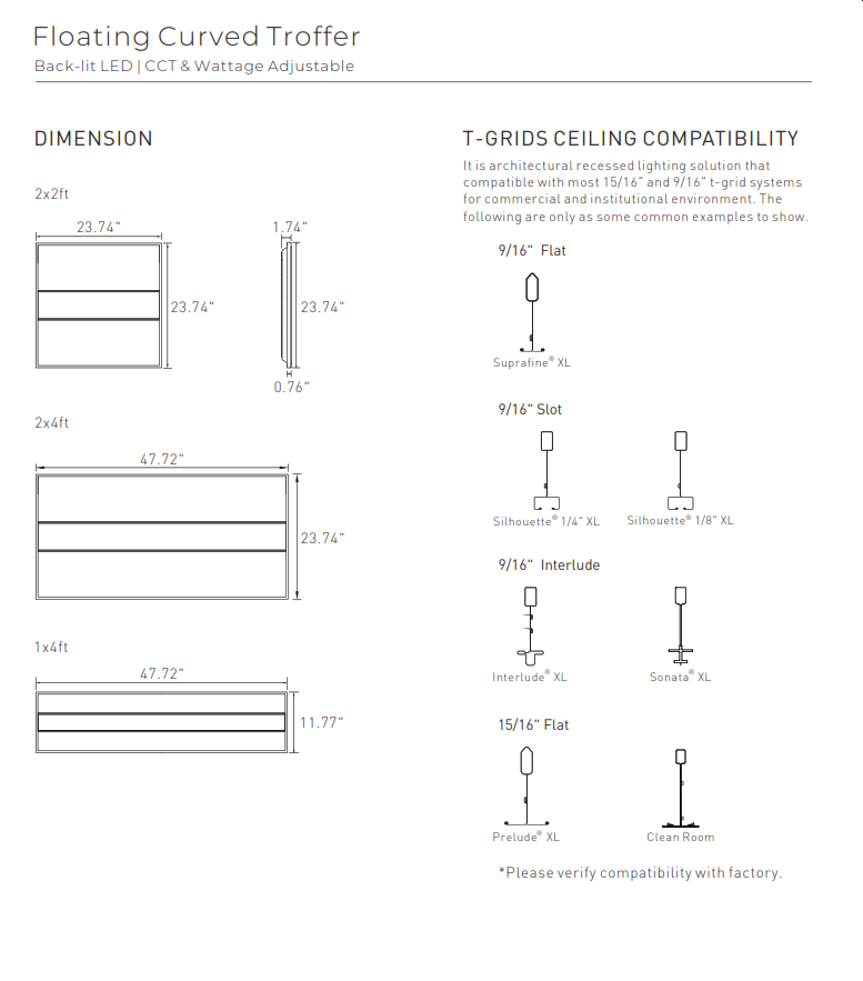 1X4, 2X2 and 2X4 Recessed LED Architectural Recessed Troffer Light