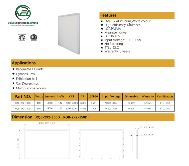 LED Recessed Racquetball Court Light