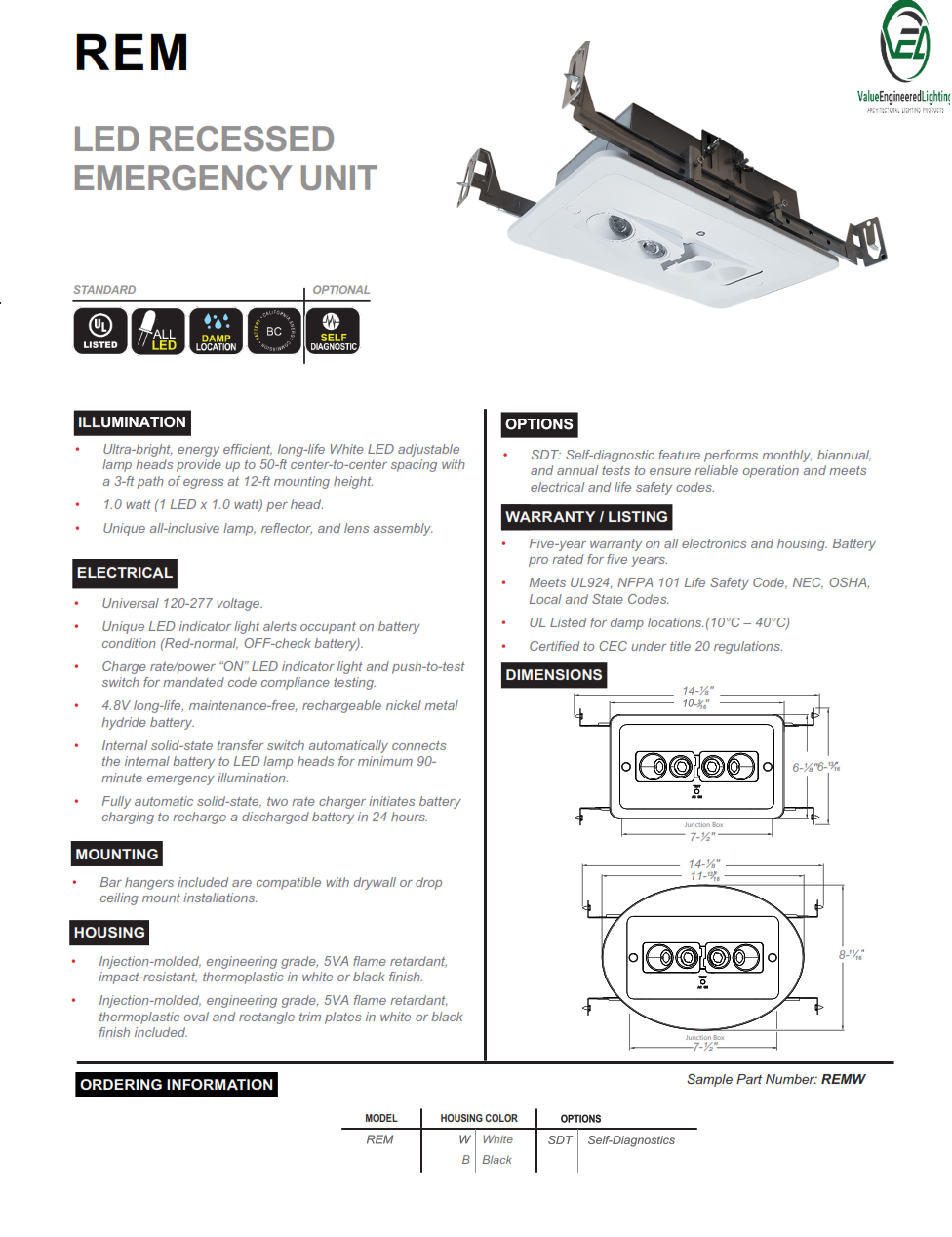 LED Recessed Emergency Unit
