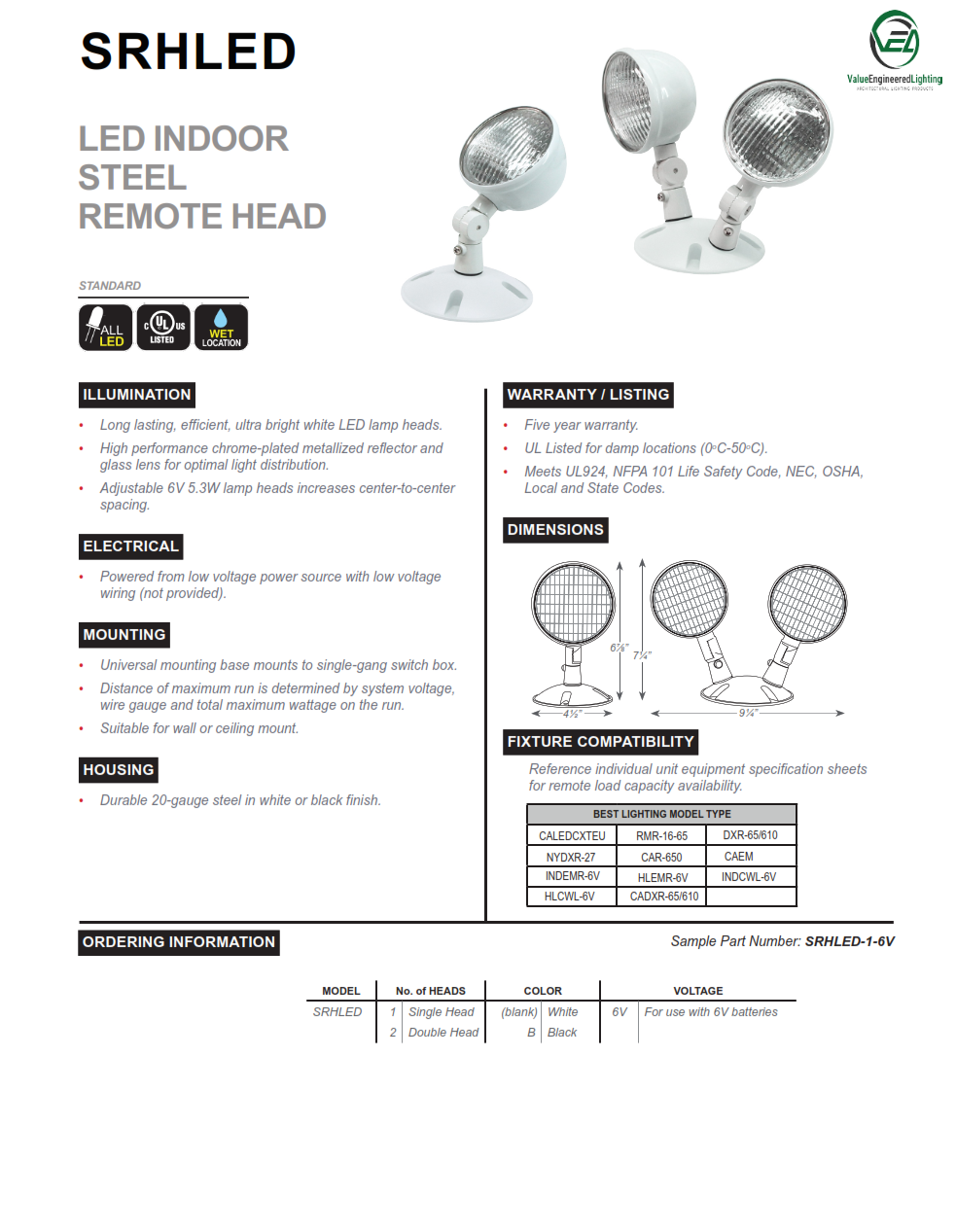 LED Indoor Steel Remote Head