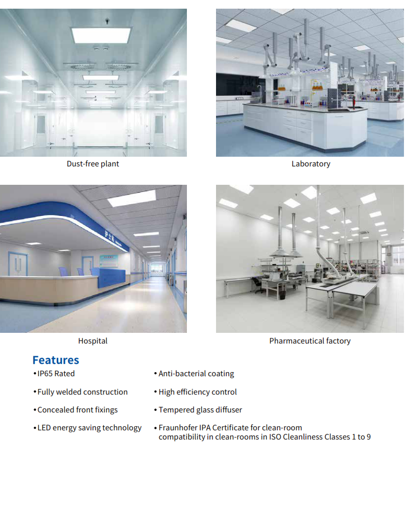 Backlight IP65 Cleanroom Panel (Front Cover Opening)