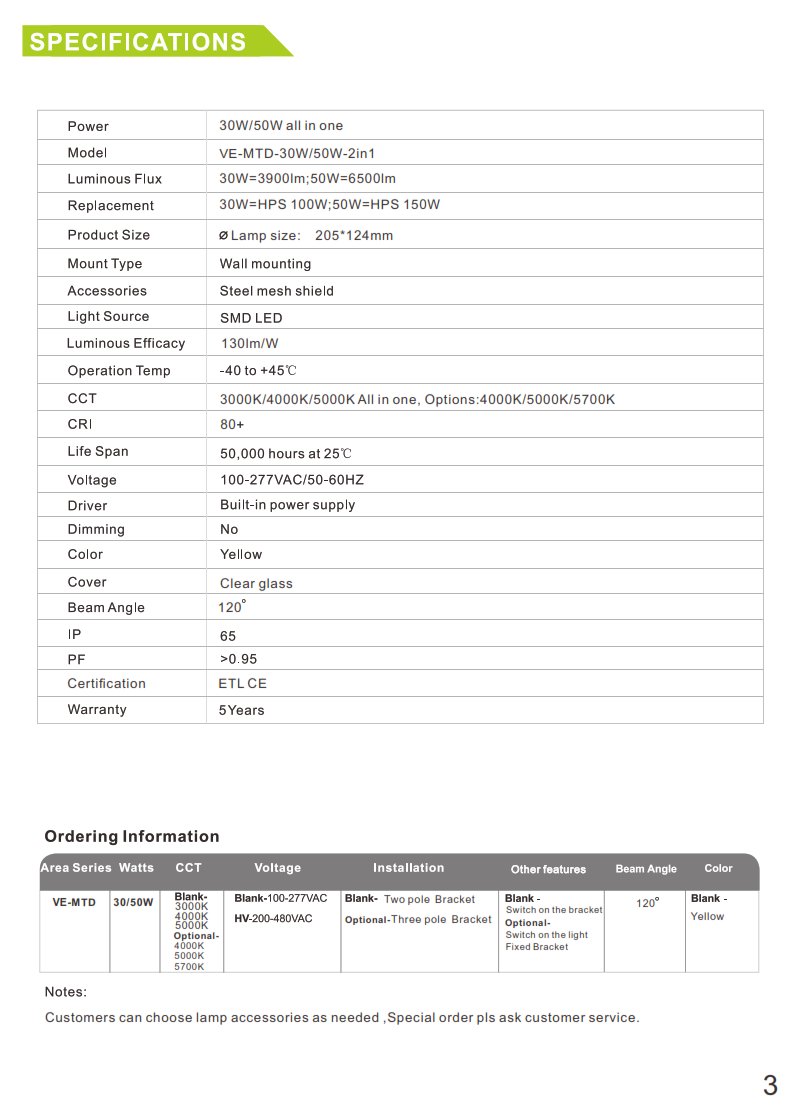 LED Dock Light (Adjustable Power and Color Temperature)