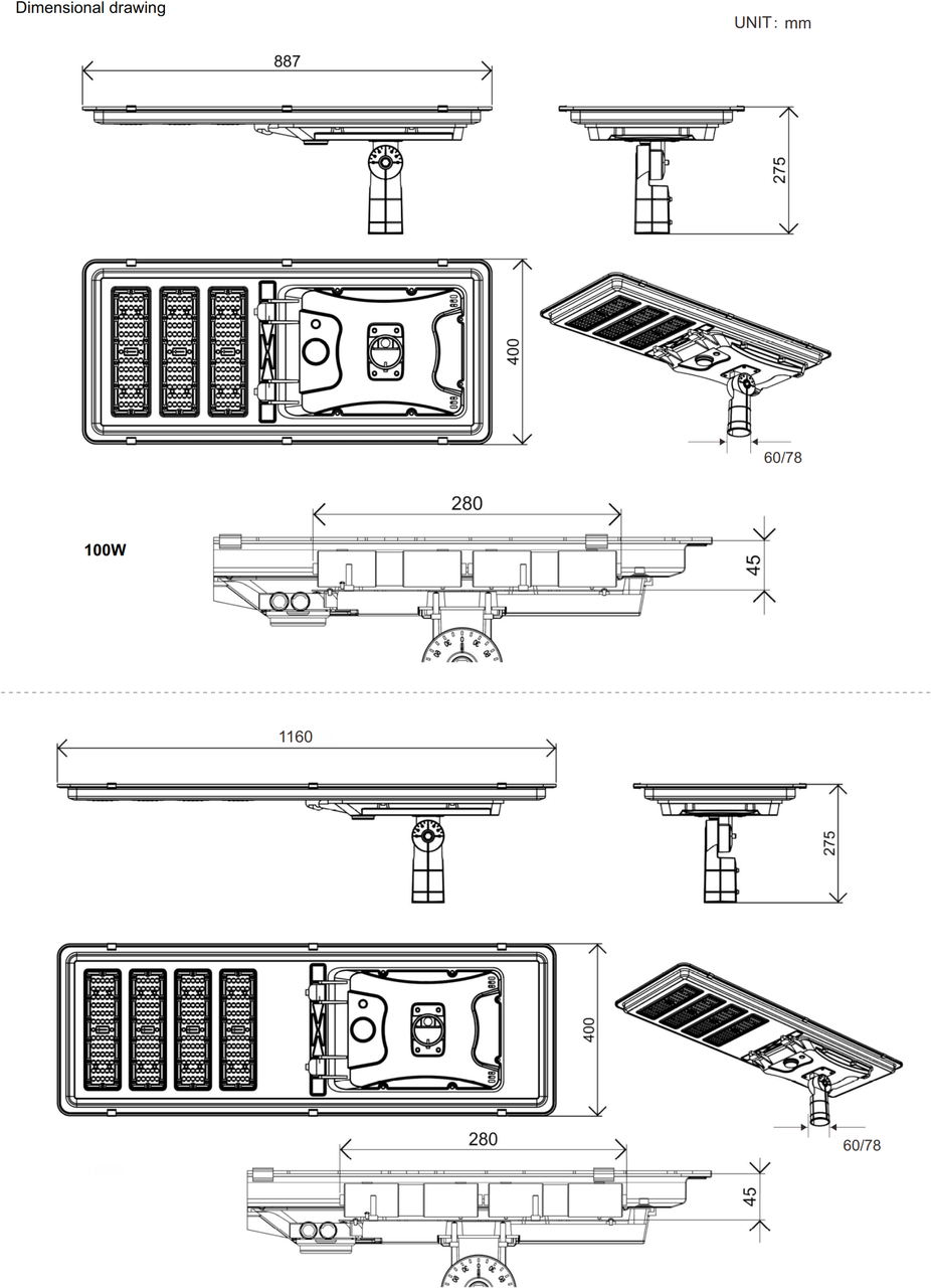 LED Solar Area Light-100-150 and 200 Watt