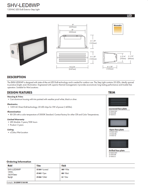 VSH-LED8WP  Outdoor LED Step Light