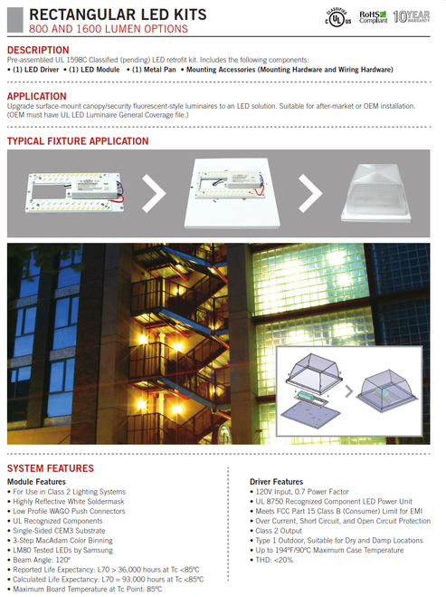 KT-RKIT L.E.D. Rectangular Retrofit Kits
