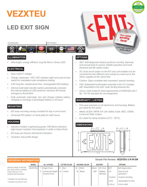 VEZXTEU Thermoplastic Exit Sign