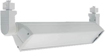 Body

Constructed of extruded aluminum, the body features an aesthetically pleasing smooth shape with an on/off switch on track connector.

Beam Control

The fixture utilizes a reflector and a microprism acrylic lens for even light distribution.

Dimming

The track fixture is dimmable when used with TRIAC dimming controls (Consult page 2 for compatible dimmers).

Adjustability

Adjustable up to 90° tilt to allow for spotlight into multiple directions.

LED Characteristics

High powered CREE® X-lamp LED chips maintains uniform intensity with a typical luminous flux of 4000 lumens, making it a suitable replacement for two 40W PL-L high output or 70W T6 CMH lamps; with a minimum CRI of 80. 3000 K nominal color temperature. Driver has a 0.98 power factor and a max 20% THD.

Compatibility

 Fixture is provided with A-Line connector which is compatible with Juno style track. For other connector configurations (Halo, Juno, Lightolier, etc),