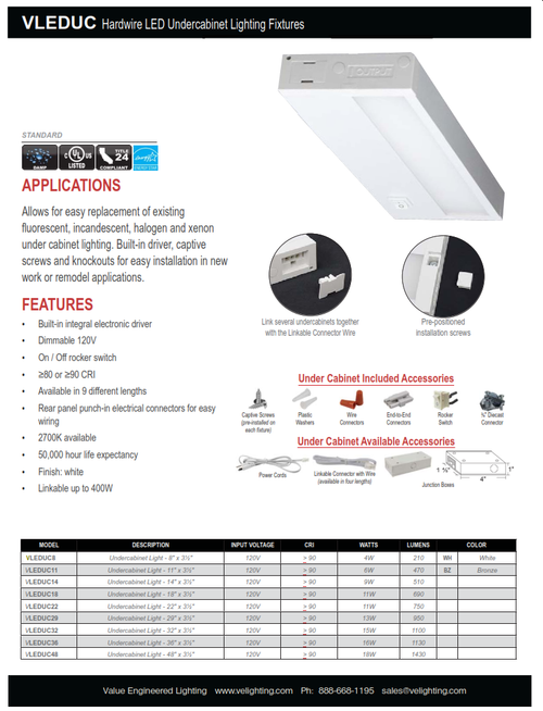 LED Architectural Undercabinet Light