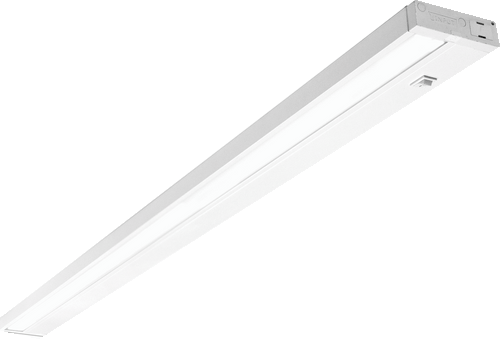 Allows for easy replacement of existing fluorescent, incandescent, halogen and xenon under cabinet lighting. Built-in driver, captive screws and knockouts for easy installation in new work or remodel applications.
 
• Built-in integral electronic driver
• Dimmable 120V
• On / Off rocker switch
• ≥80 or ≥90 CRI
• Available in 9 different lengths
• Rear panel punch-in electrical connectors for easy wiring
• 2700K available
• 50,000 hour life expectancy
• Finish: white
• Linkable up to 400W