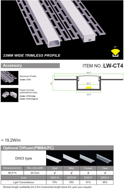 23mm Trimless Profile