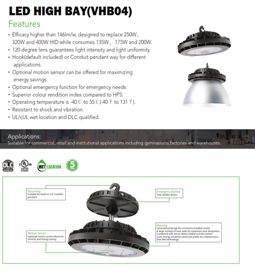 LED Round Highbay with and without Reflector