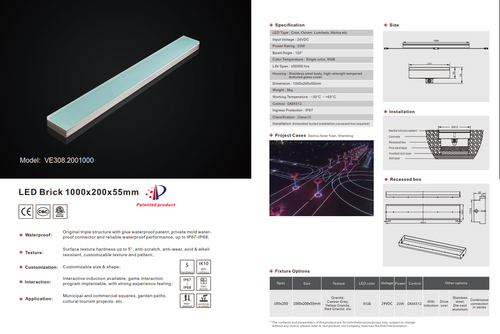 7.87" X 39.37" Linear LED Brick Light