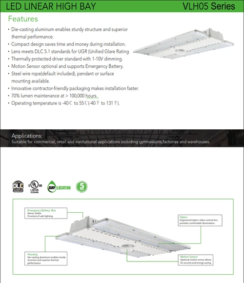 VLH05 LED Rectangular Highbay Light
