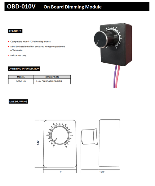 Hard Wired, On Board Fixture Dimmer