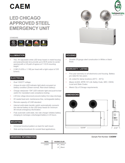 LED Chicago Approved Steel Emergency Unit