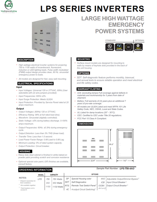 Large High Wattage Emergency Power Systems