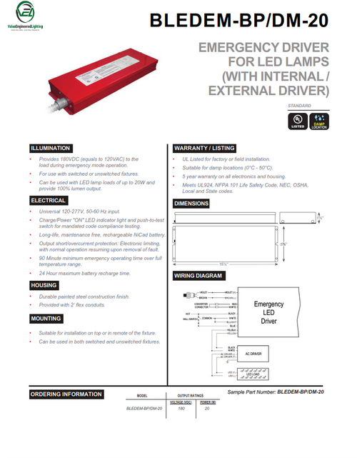 Emergency Driver for LED Lamps (With Internal/External Driver)