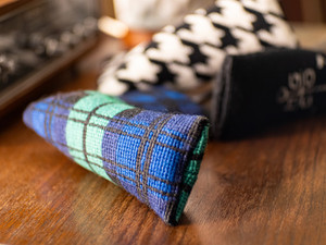 needlepoint blade putter cover, houndstooth, black watch tartan needlepoint blade putter cover, houndstooth, black watch tartan
