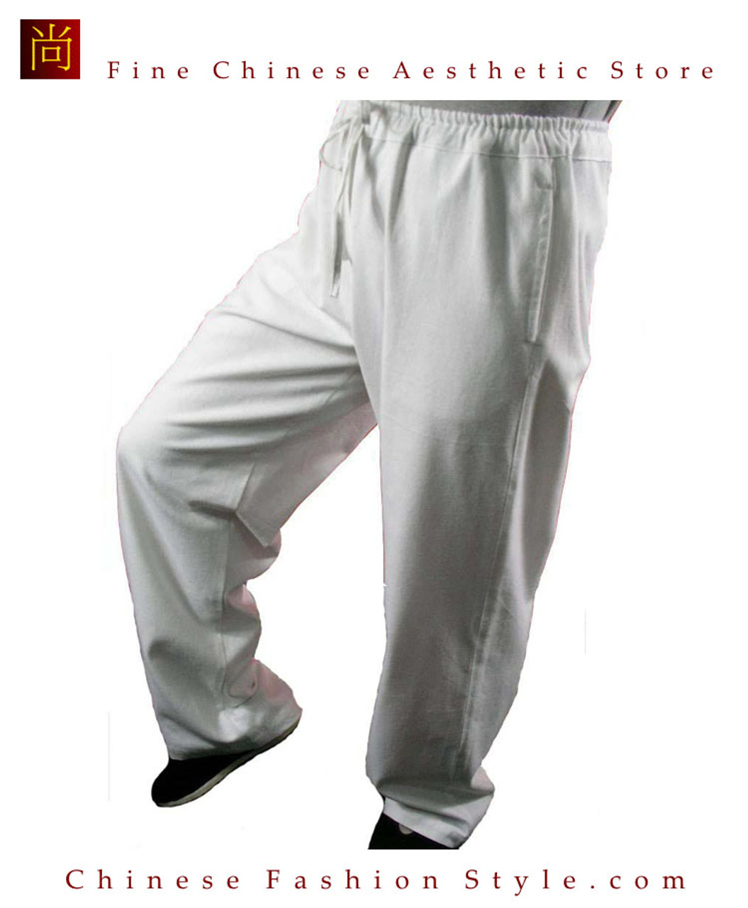 Chinese Writing Men's Thai Yoga Pants in White – Harem Pants