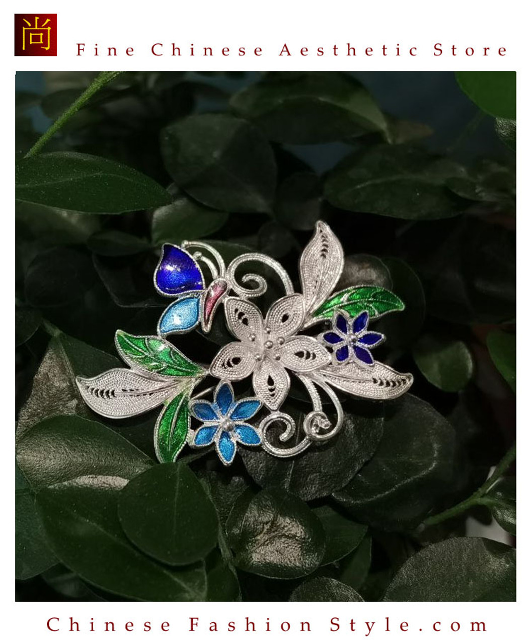 100% Handcrafted Miao Hmong Pure Silver Pendant 999 Filigree Green Enamel  Brooch For Women Authentic Flower Design Vintage Antique Style - Fair Trade  #101 - Chinese Fashion Style . com