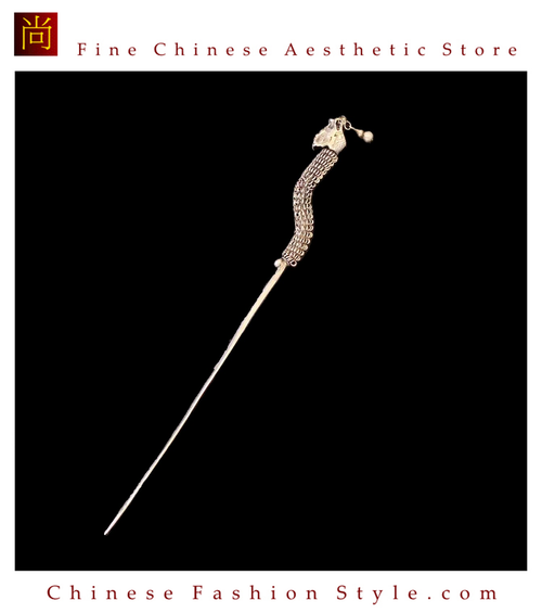 Handmade Silver Hair Accessories Stick Pin Tribal Ethnic Hmong Miao Jewelry #104