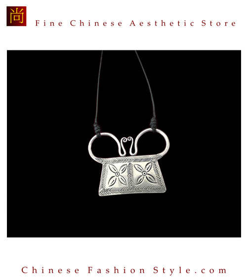 100% Handmade Miao Tribal Silver Pendant Chain Necklace for Women #105