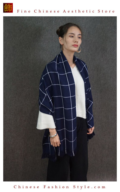 Cashmere Feel 100% Handloom Woven Handloom Check Stripes Plaid Scarf Wrap Fair Trade #108