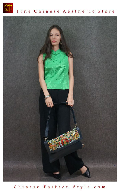 Retro Style Handsewn Shoulder Bag Antique Hand Embroidery Women Luxury Leather Handbag Spacious Hobo Bag #104