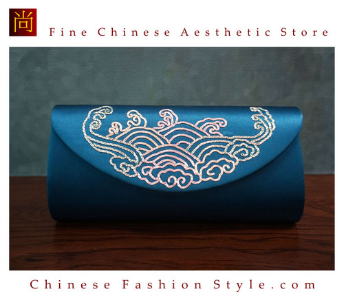 Teal Velvet Evening Envelop Clutch Bag With Wristlet Evening 