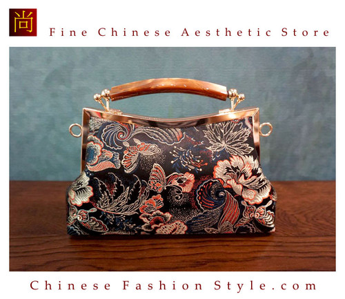 Classy Handcrafted Silk Brocade Handbag Everyday Weekend Crossbody Bag Kiss Lock Travel Shoulder Bag #105