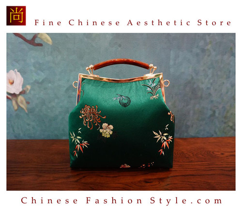 Classy Handcrafted Silk Brocade Handbag Everyday Weekend Crossbody Bag Kiss Lock Travel Shoulder Bag #111