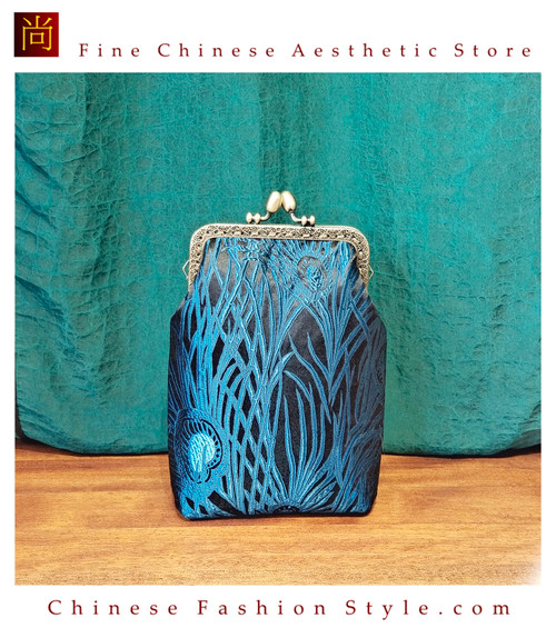 Handmade Silk Brocade Evening Purse Party Night Out Pochette Retro Crossbody Clutch Fashion Kiss Lock Bag #113