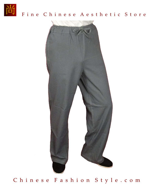 100% Cotton Grey Kung Fu Martial Arts Tai Chi Pant Trousers XS-XL or Tailor Custom Made