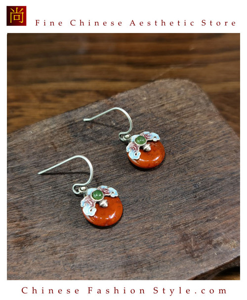 Natural Hotan Jade Square Earrings