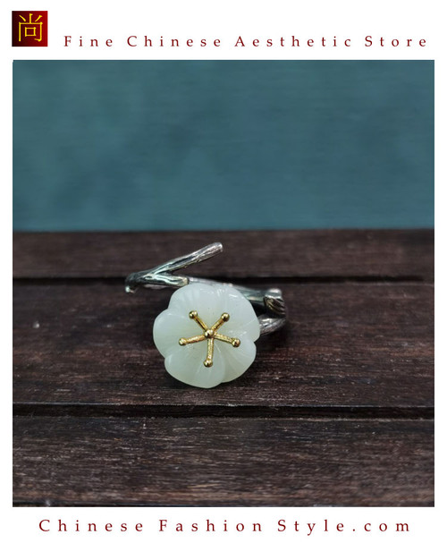 100% Handcrafted Genuine Hotan Jade Agate Ring 925 Silver Carved Green Gemstone Vintage For Women with Authenticity Certificate #102